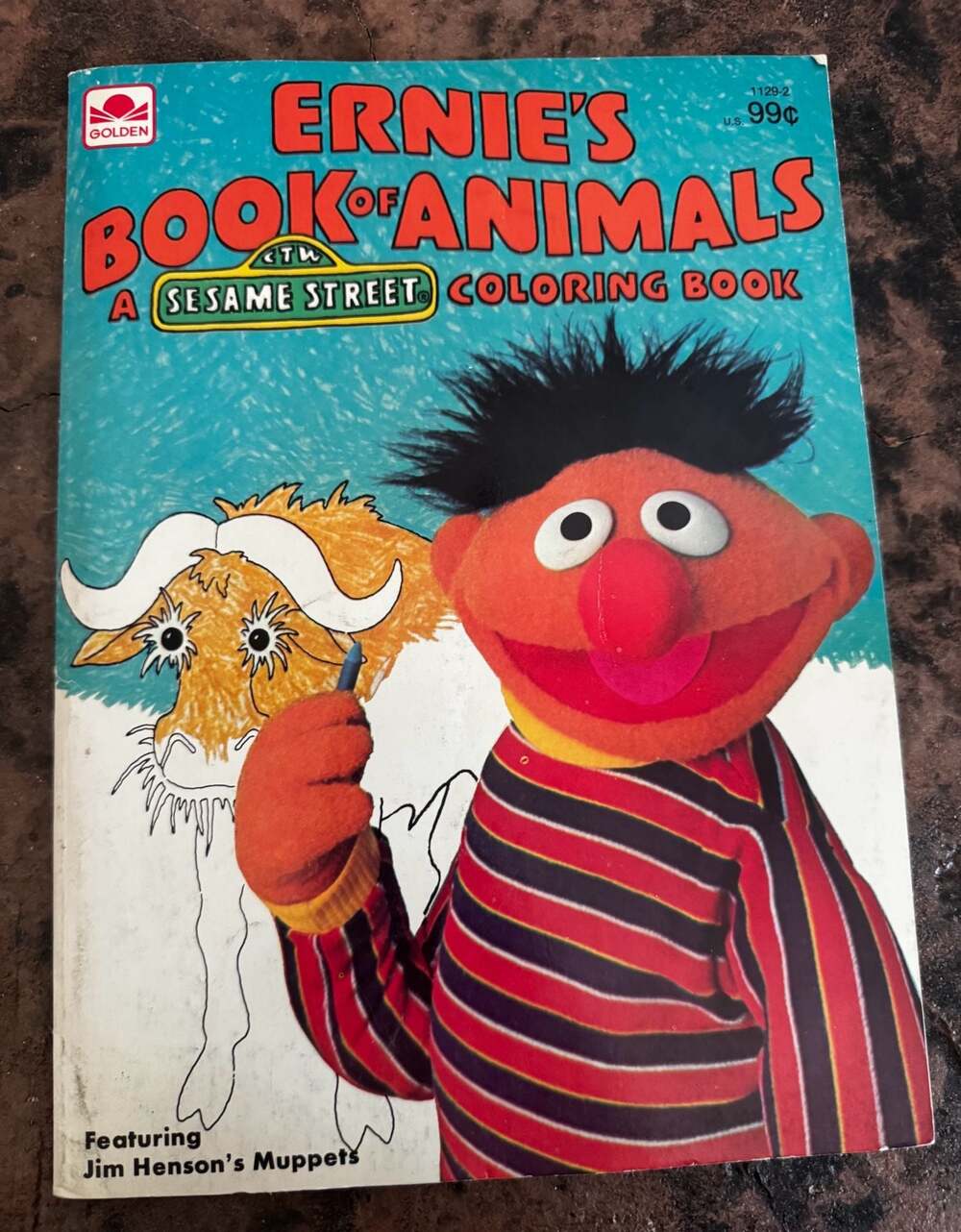Vtg 1977 Golden Sesame Street Ernie's Book of Animals Coloring Activity  72pgs